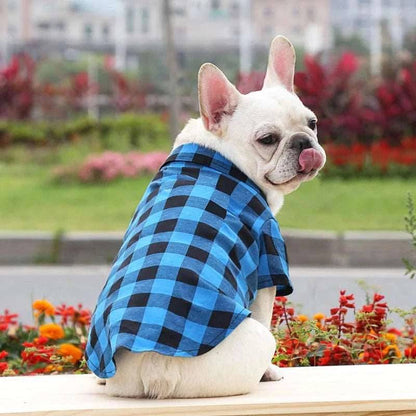 Blue Bowtie Dog Shirts Classical Plaid Thin Breathable Summer Clothes for Small Large Dogs Puppy Vest Chihuahua Yorkies - Trendypet's Zone