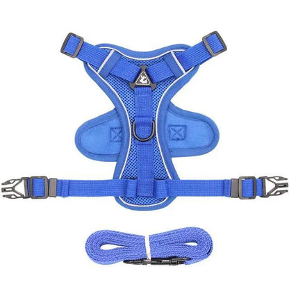 Blue Dog Harness Leash Set Reflective Breathable Vest Adjustable Chest Strap TRENDYPET'S ZONE