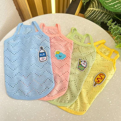 Blue Dog Summer Clothes Cute Embroidery Striped Top Vest Breathable Puppy Sleeveless Shirt TRENDYPET'S ZONE