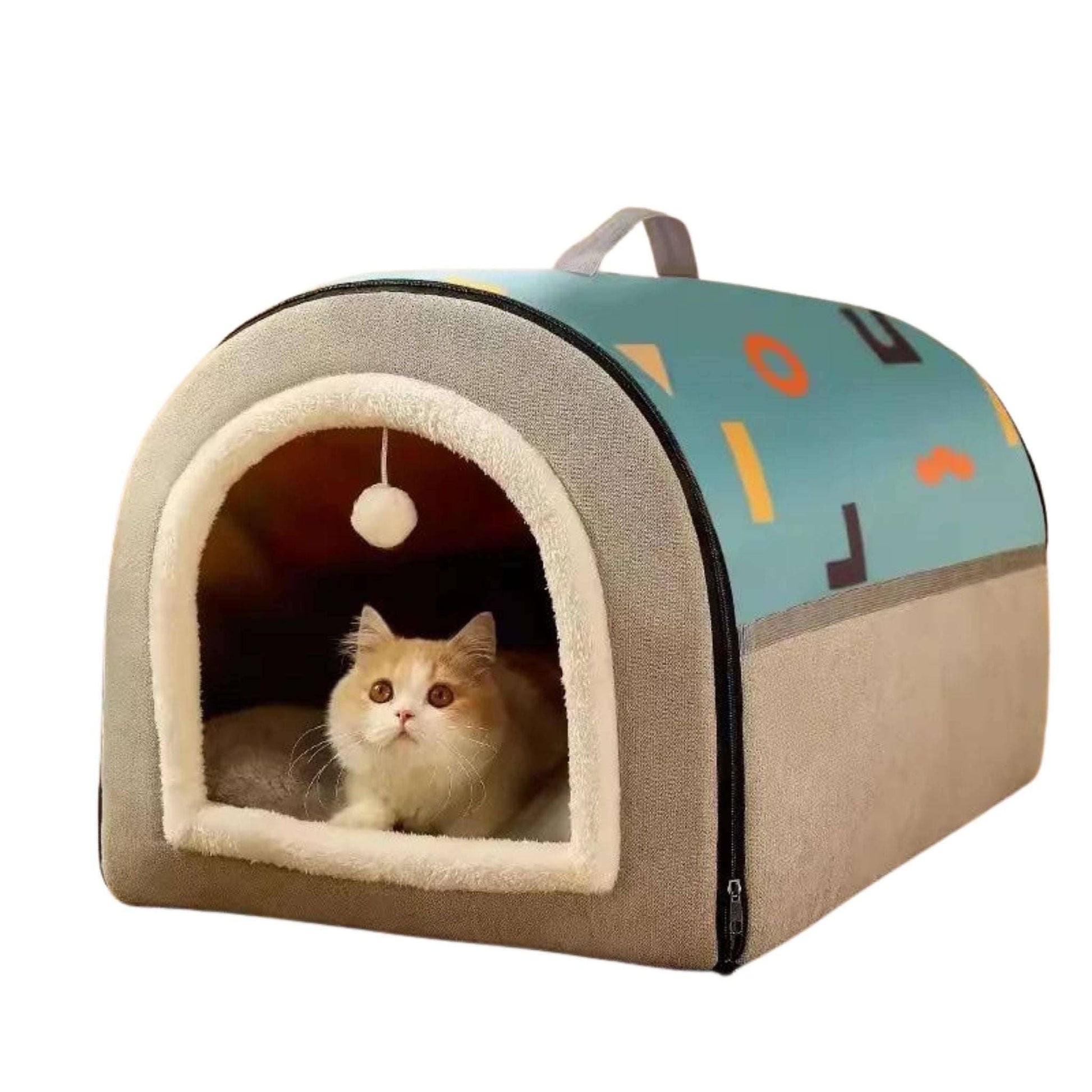 Blue Gray Breathable Warm Plush Pet Bed House Washable Soft Cat Kitten Cushion Kennel for Small Medium Pet Supplies TRENDYPET'S ZONE