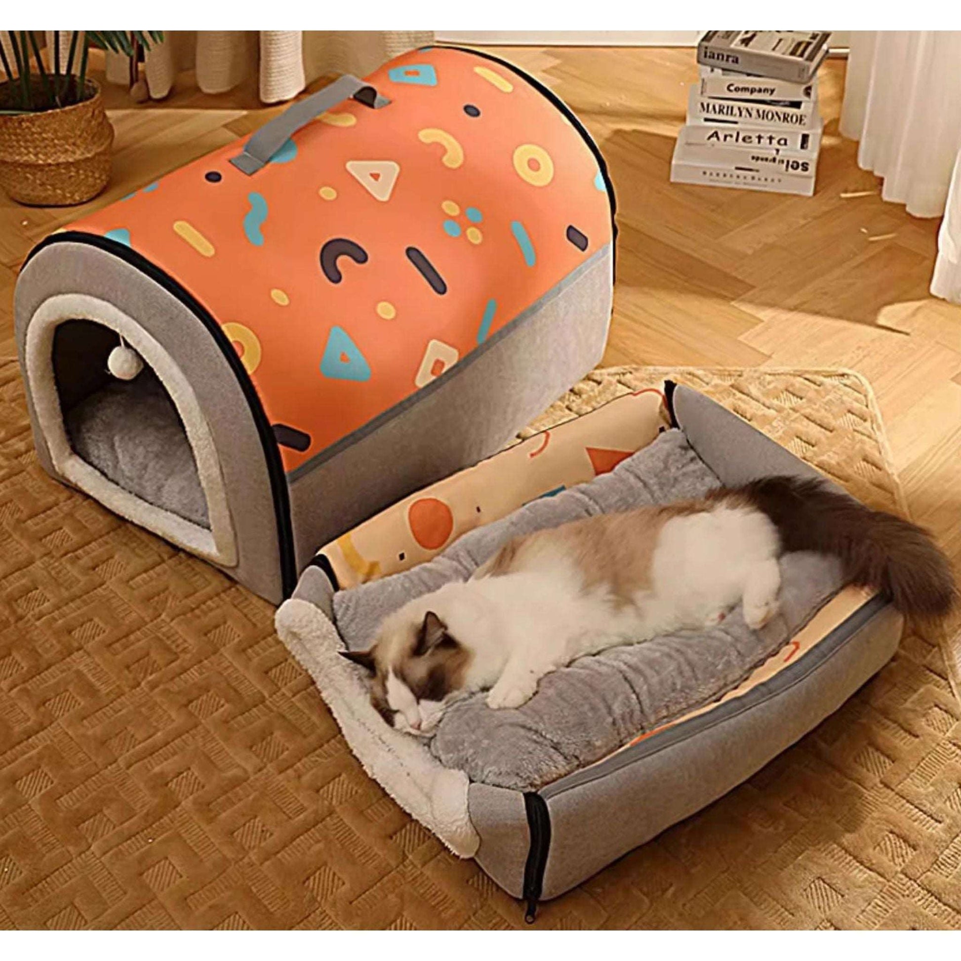 Blue Gray Breathable Warm Plush Pet Bed House Washable Soft Cat Kitten Cushion Kennel for Small Medium Pet Supplies TRENDYPET'S ZONE