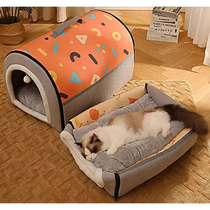 Blue Gray Breathable Warm Plush Pet Bed House Washable Soft Cat Kitten Cushion Kennel for Small Medium Pet Supplies TRENDYPET'S ZONE