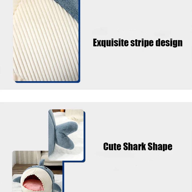 Blue Gray Cat Mat Shark-Shaped Kennel Kitten Bed Hideout House Semi-Closed Nest TRENDYPET'S ZONE