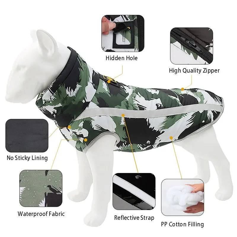 Blue-Green Large Breed Coat Waterproof Reflective Warm Winter Jacket for Big Dogs - Trendypet's Zone