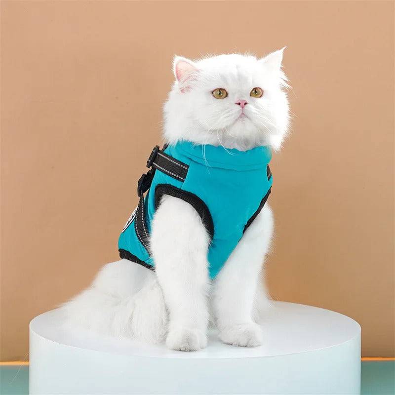 Blue-Green Winter Pet Clothes For Small Large Dogs Warm Fleece Jacket Waterproof With Harness Clothing Puppy Costume TRENDYPET'S ZONE