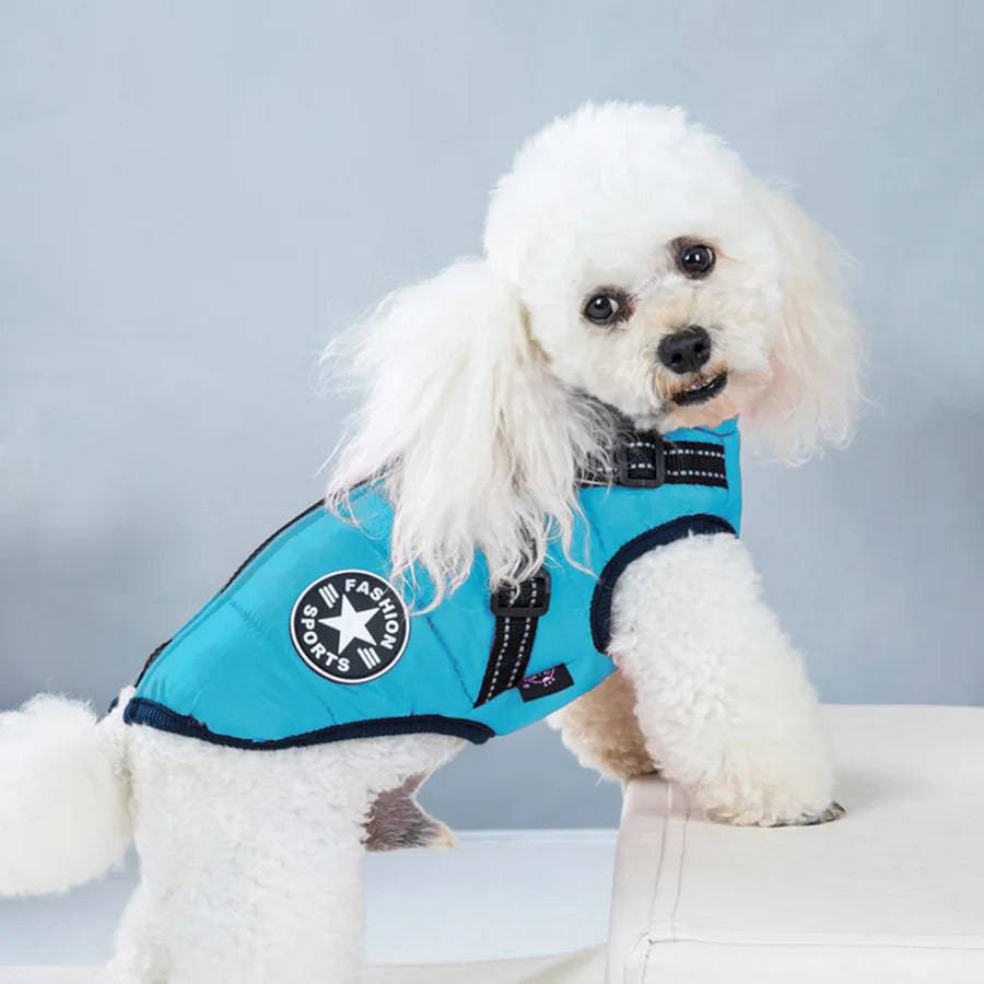 Blue-Green Winter Pet Clothes For Small Large Dogs Warm Fleece Jacket Waterproof With Harness Clothing Puppy Costume TRENDYPET'S ZONE