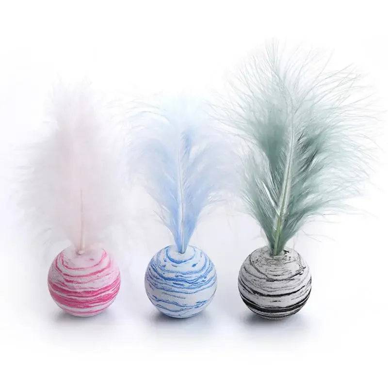 Blue Interactive Cat Toy Star Texture Feather Foam Ball TRENDYPET'S ZONE