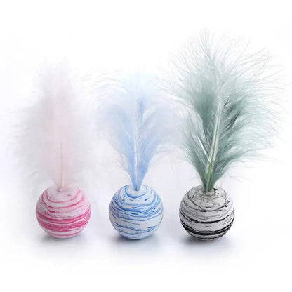 Blue Interactive Cat Toy Star Texture Feather Foam Ball TRENDYPET'S ZONE