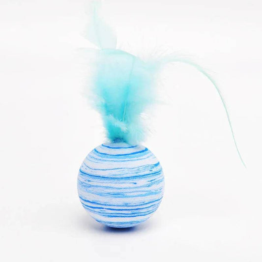 Blue Interactive Cat Toy Star Texture Feather Foam Ball TRENDYPET'S ZONE