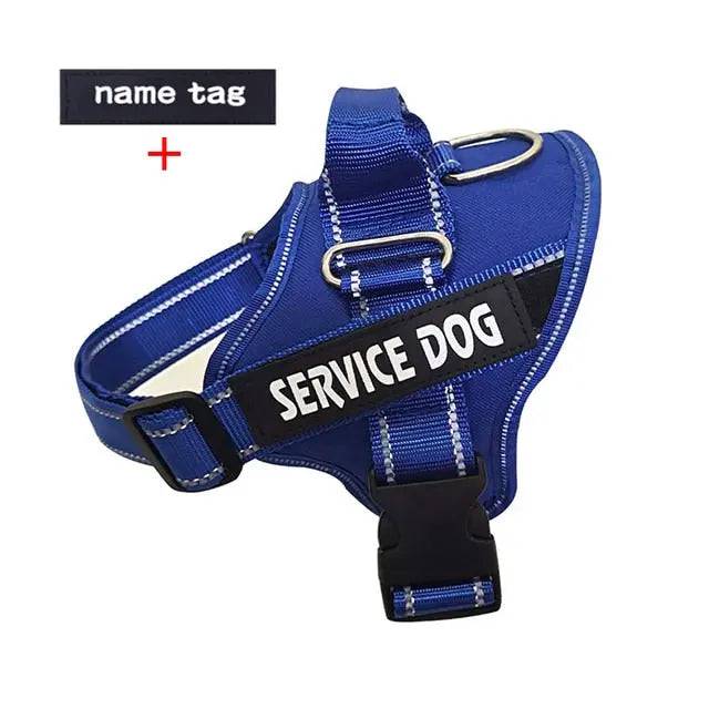 Blue Nylon Reflective Dog Harness Personalized Breathable With ID Patch TRENDYPET'S ZONE