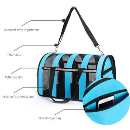 Blue Pet Carrying Bag Large Capacity Portable Breathable Shoulder Bag For Outdoor Use Suitable For All Seasons TRENDYPET'S ZONE