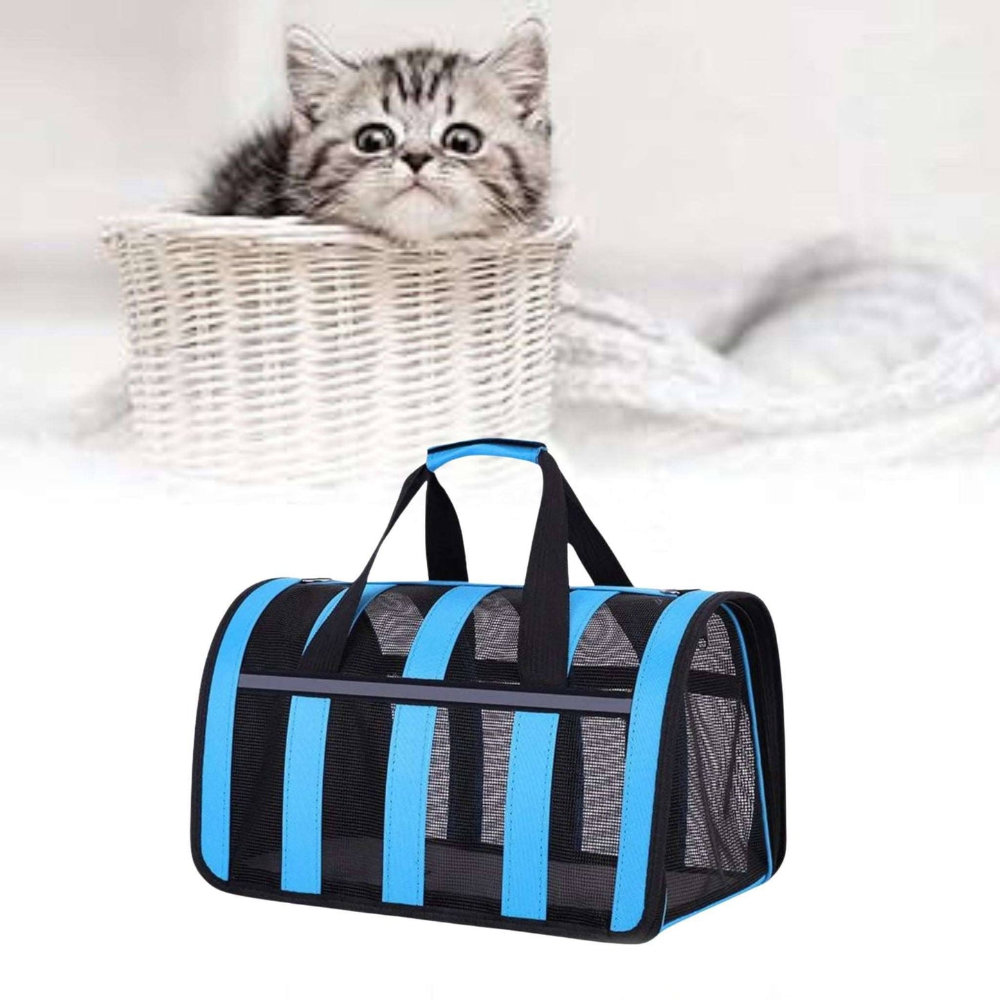 Blue Pet Carrying Bag Large Capacity Portable Breathable Shoulder Bag For Outdoor Use Suitable For All Seasons TRENDYPET'S ZONE