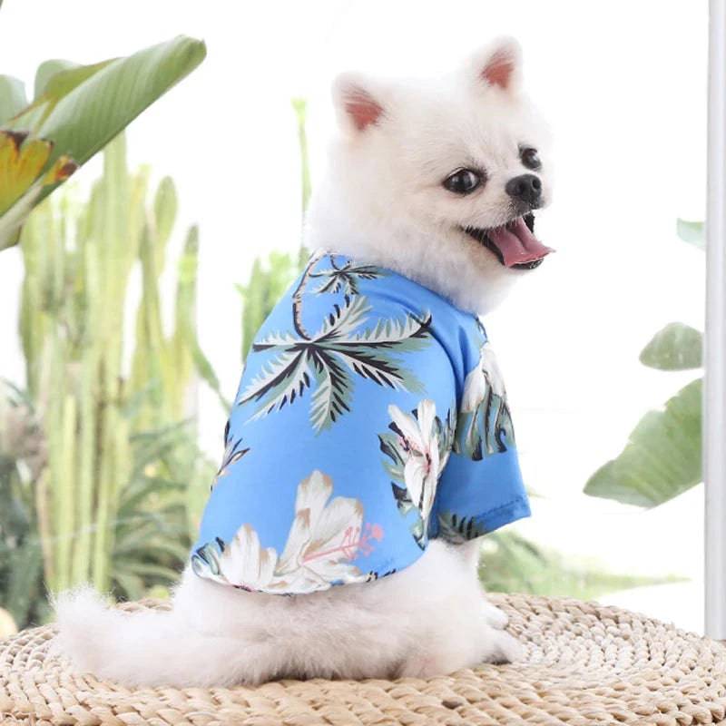 Blue Pet Hawaiian Beach Style T-Shirts Thin Breathable Summer Clothes for Small Dog Puppy Pet Cat Kitten Vest TRENDYPET'S ZONE