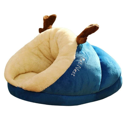 Blue Pet Kennel Cats House Semi Enclosed Winter Warm Thick Slippers Pads Soft And Washable Portable Nest TRENDYPET'S ZONE