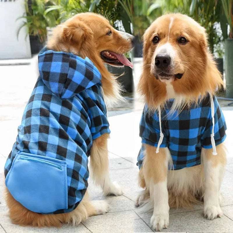 Blue Plaid Dog Winter Coat Pet Jacket Plaid Vest Cold Weather Clothes Apparel TRENDYPET'S ZONE