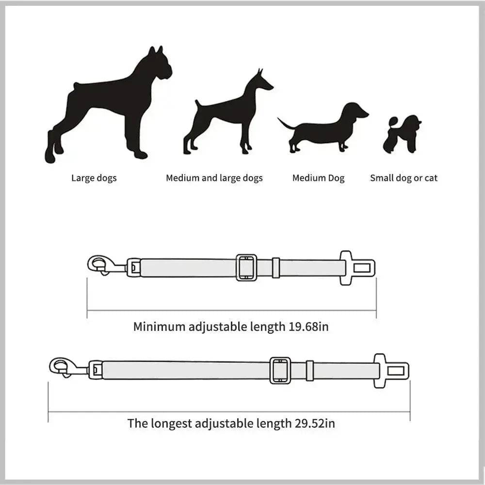 Blue Reflective Pet Supplies Car Seat Belt Dog Seat Belt Dog Leash Vehicle Belt Adjustable Cushioning Elastic Reflective Safety Rope for Dog Cat TRENDYPET'S ZONE