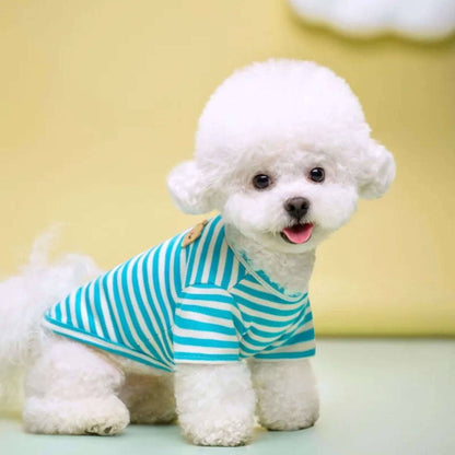 Blue Summer Clothes for Small Dogs Fashion T-Shirt Bear Print Puppy Thin Strip Vest Pet Clothes TRENDYPET'S ZONE