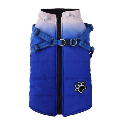 Blue Waterproof Dog Jacket With Harness Winter Warm Pet Clothes For Small Big Dogs Coat Outfits TRENDYPET'S ZONE