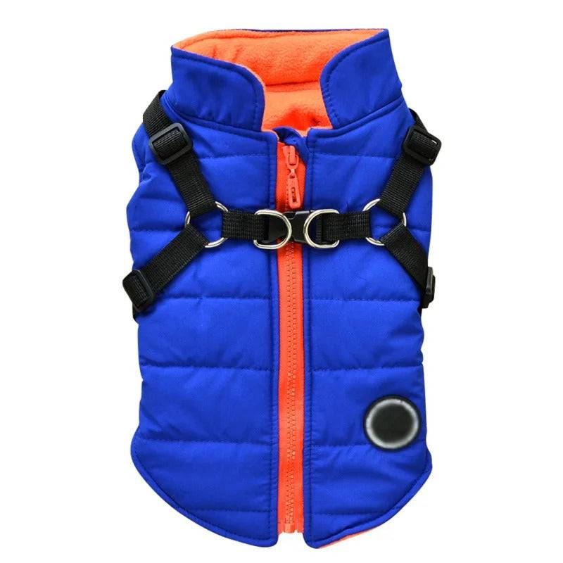 Blue Waterproof Dog Vest Jacket with Harness Winter Coats TRENDYPET'S ZONE