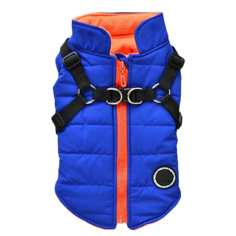 Blue Waterproof Dog Vest Jacket with Harness Winter Coats TRENDYPET'S ZONE