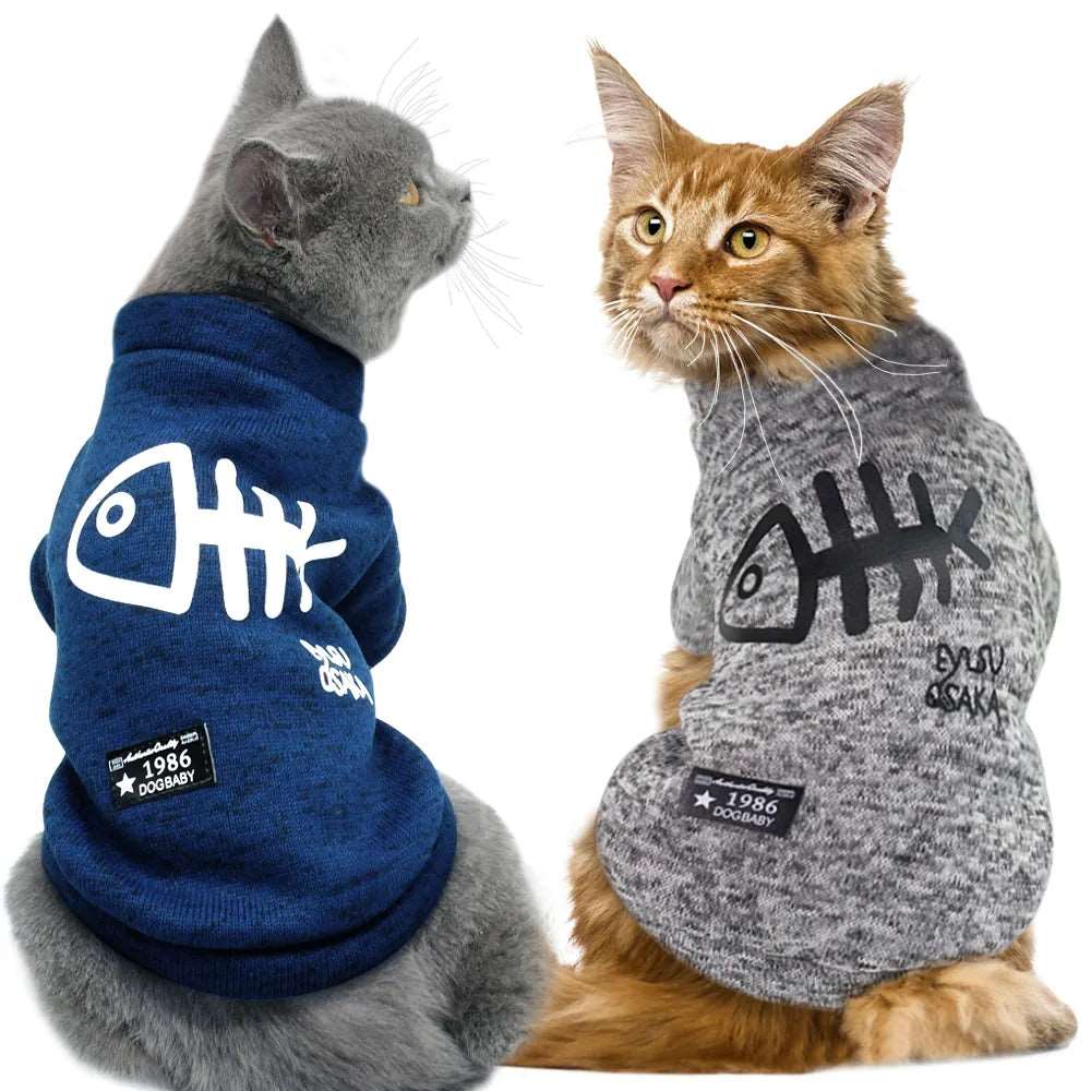 Blue Winter Clothes For Small Medium Pet Cat Dog Clothing Hoodies Outfits Coats Jackets Costumes Sweatshirts - Trendypet's Zone