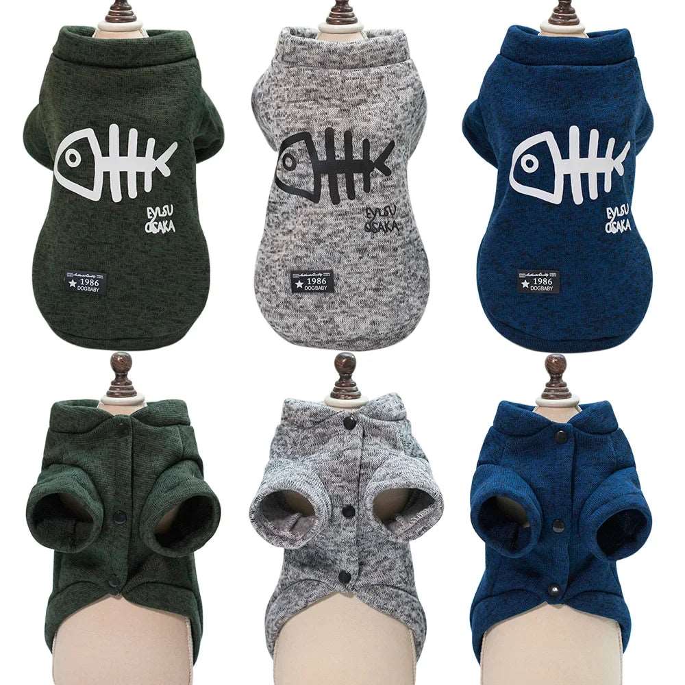 Blue Winter Clothes For Small Medium Pet Cat Dog Clothing Hoodies Outfits Coats Jackets Costumes Sweatshirts - Trendypet's Zone