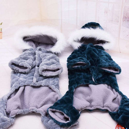 Blue Winter Pet Dog Clothes Thicker Polyester Cotton Coat Jumpsuit Four-Legged Down Puppy Jackets - Trendypet's Zone