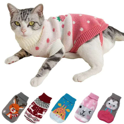 Blue With Bones Cat Kitten Sweater Winter Warm Clothes For Small Medium Dogs Coat Pet Outfit TRENDYPET'S ZONE