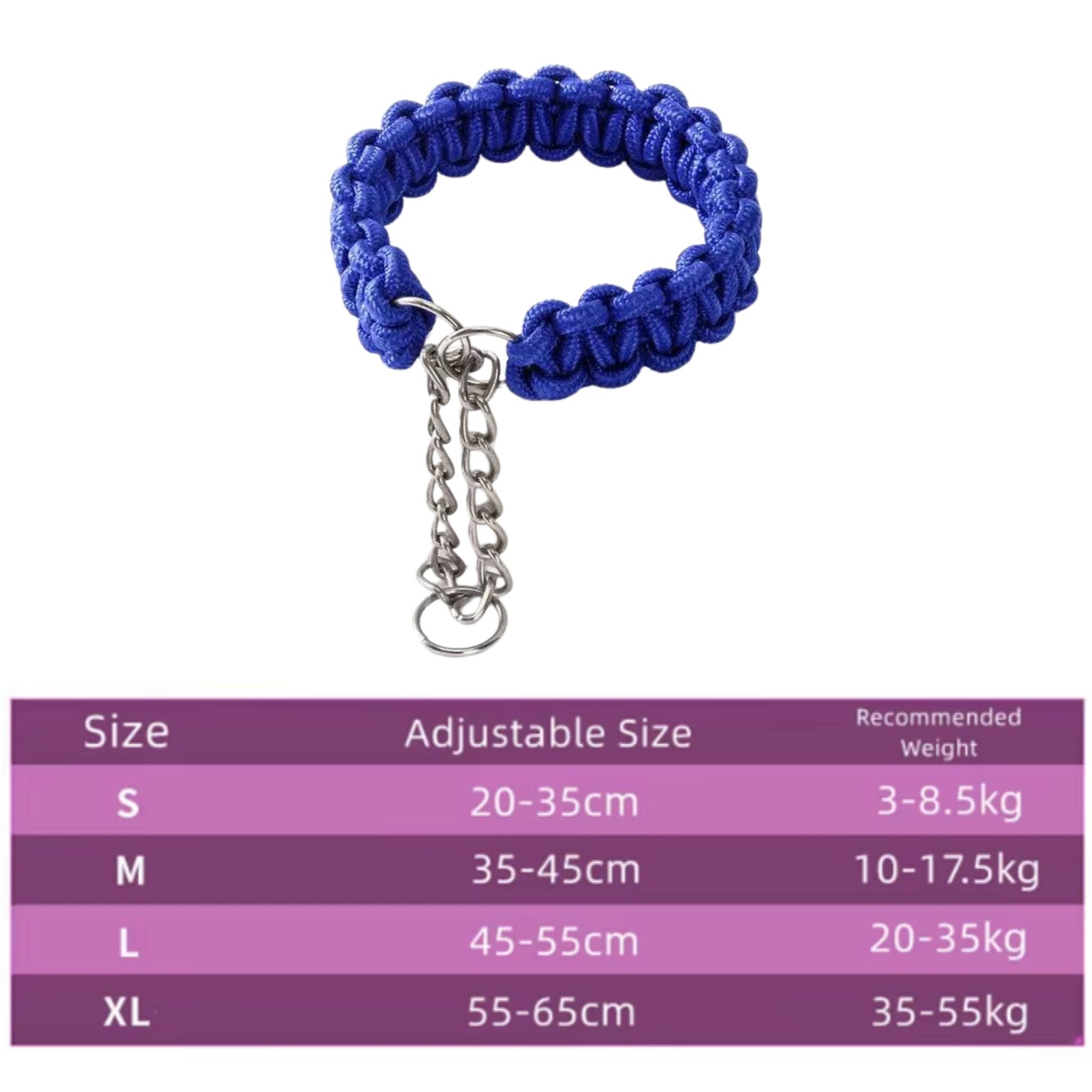 Blue Woven Dog Collars P Chain Nylon Adjustable Collar For Small Medium And Large Dogs TRENDYPET'S ZONE