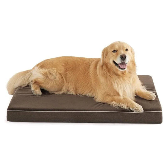 Brown Orthopedic Waterproof Dog Bed with Removable Washable Cover and Nonskid Bottom for Crate, Memory Foam XL Size 41" × 29" × 3.5" TRENDYPET'S ZONE