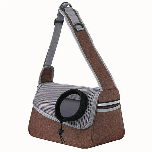 Brown Portable Bag Pet Crossbody Bag Dog Cat One Shoulder Carrier Breathable Mesh Puppy Kitten Handbag TRENDYPET'S ZONE