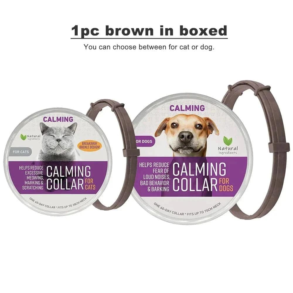 Brown Safe Cat Calming Collar 1Pack/60Days Adjustable Anxiety Reduction Pheromone Lasting Natural Calm Pet Collar Boxed OPP Bag - Trendypet's Zone