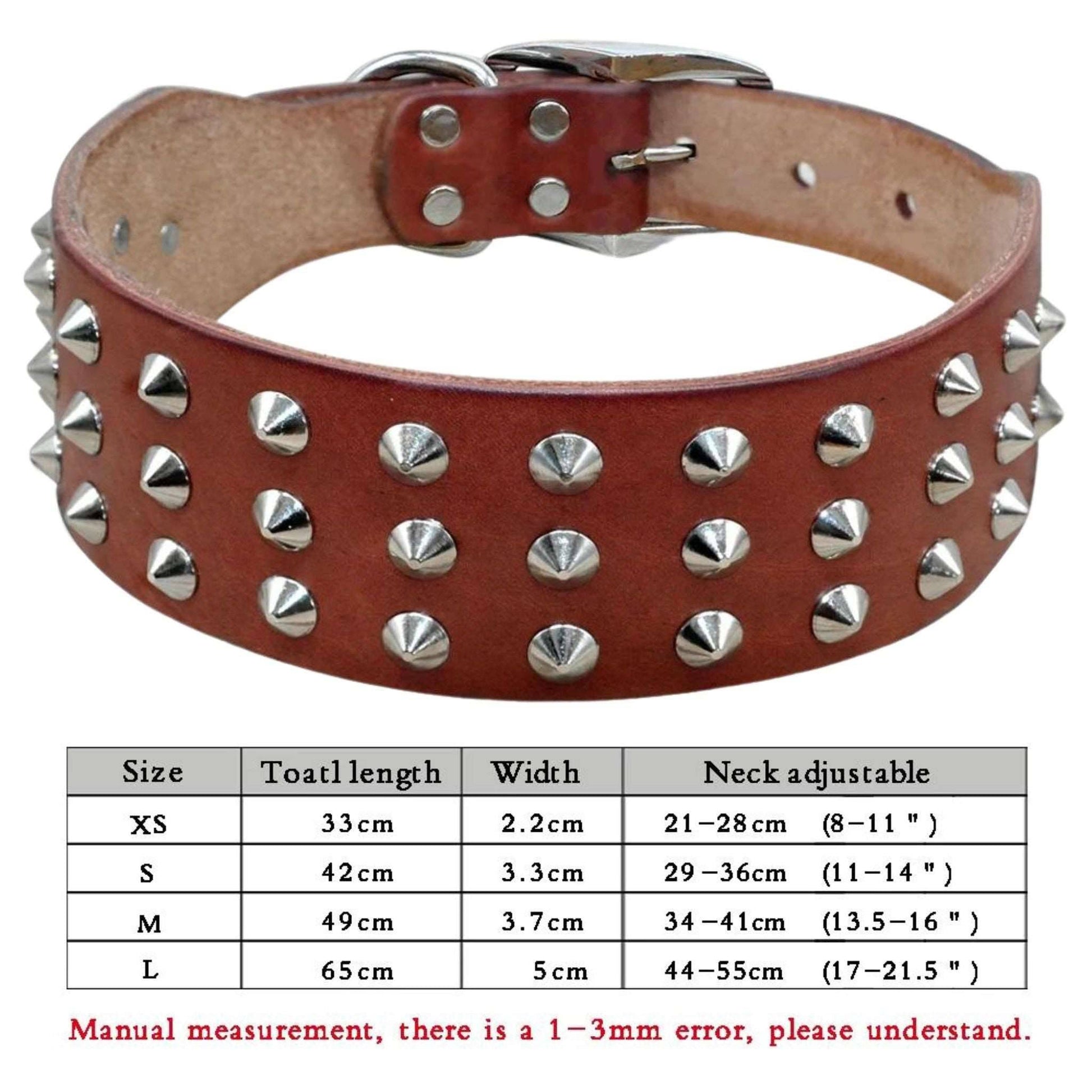 Brown Spiked Studded Leather Dog Collar Adjustable Anti-Bite Puppy Neck Strap Collars For Small Medium Dogs TRENDYPET'S ZONE