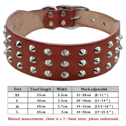 Brown Spiked Studded Leather Dog Collar Adjustable Anti-Bite Puppy Neck Strap Collars For Small Medium Dogs TRENDYPET'S ZONE