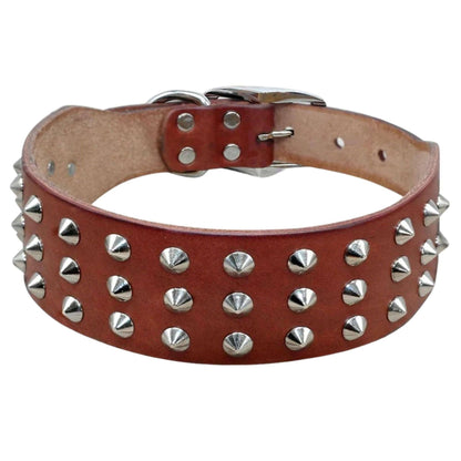 Brown Spiked Studded Leather Dog Collar Adjustable Anti-Bite Puppy Neck Strap Collars For Small Medium Dogs TRENDYPET'S ZONE