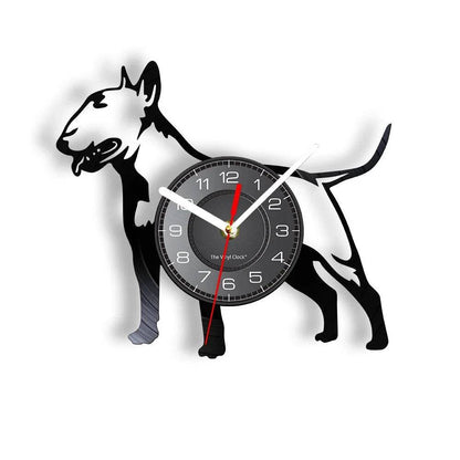 Bullterrier Vinyl Record (LED) Silent Wall Clock Dog Spiral Timepiece Puppy Doggie Pet Wall Gift - Trendypet's Zone