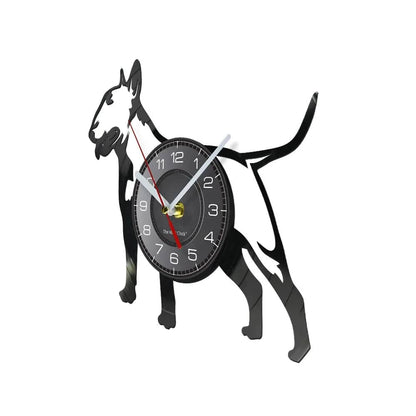 Bullterrier Vinyl Record (LED) Silent Wall Clock Dog Spiral Timepiece Puppy Doggie Pet Wall Gift - Trendypet's Zone