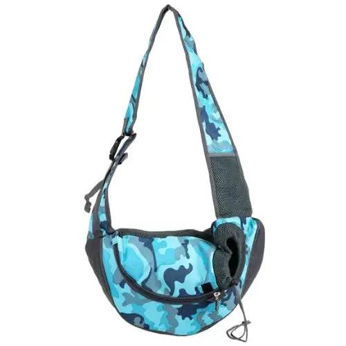 Camouflage Blue Pet Puppy Carrier Outdoor Travel Dog Shoulder Bag Mesh Oxford Single Comfort Sling Handbag Tote Pouch - Trendypet's Zone