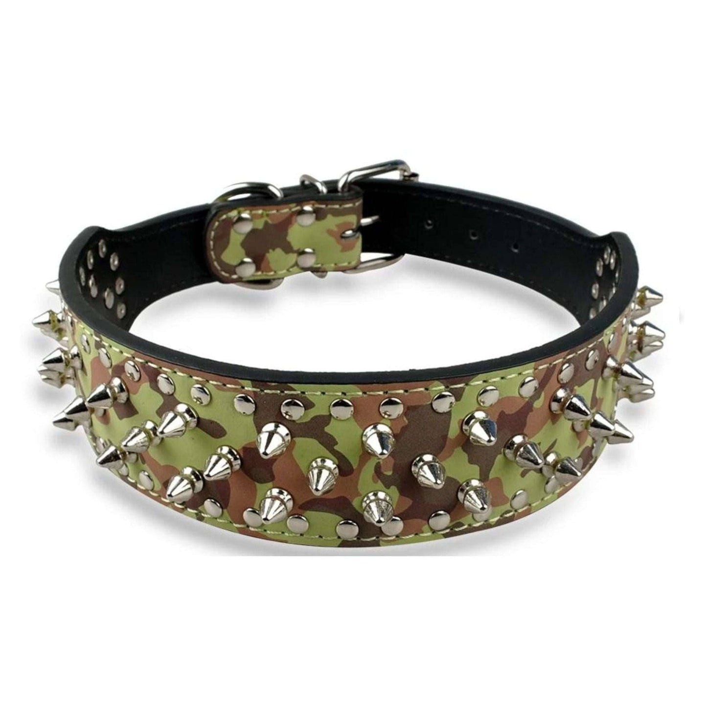 Camouflage Spiked Studded Leather Dog Collar Adjustable Anti-Bite Puppy Neck Strap Collars For Small Medium Dogs TRENDYPET'S ZONE