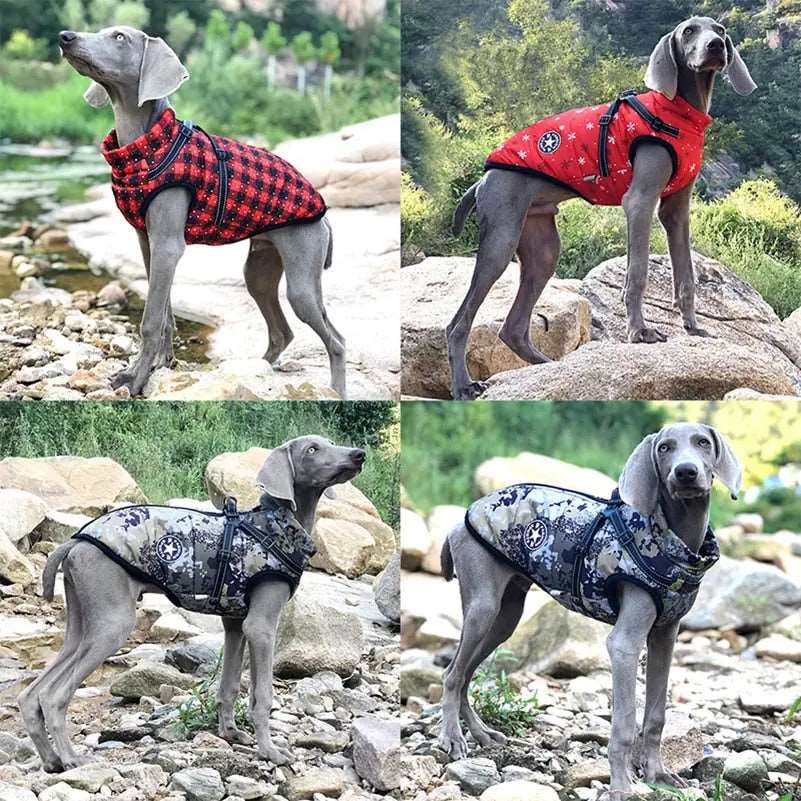 Camouflage Winter Pet Clothes For Small Large Dogs Warm Fleece Jacket Waterproof With Harness Clothing Puppy Costume TRENDYPET'S ZONE