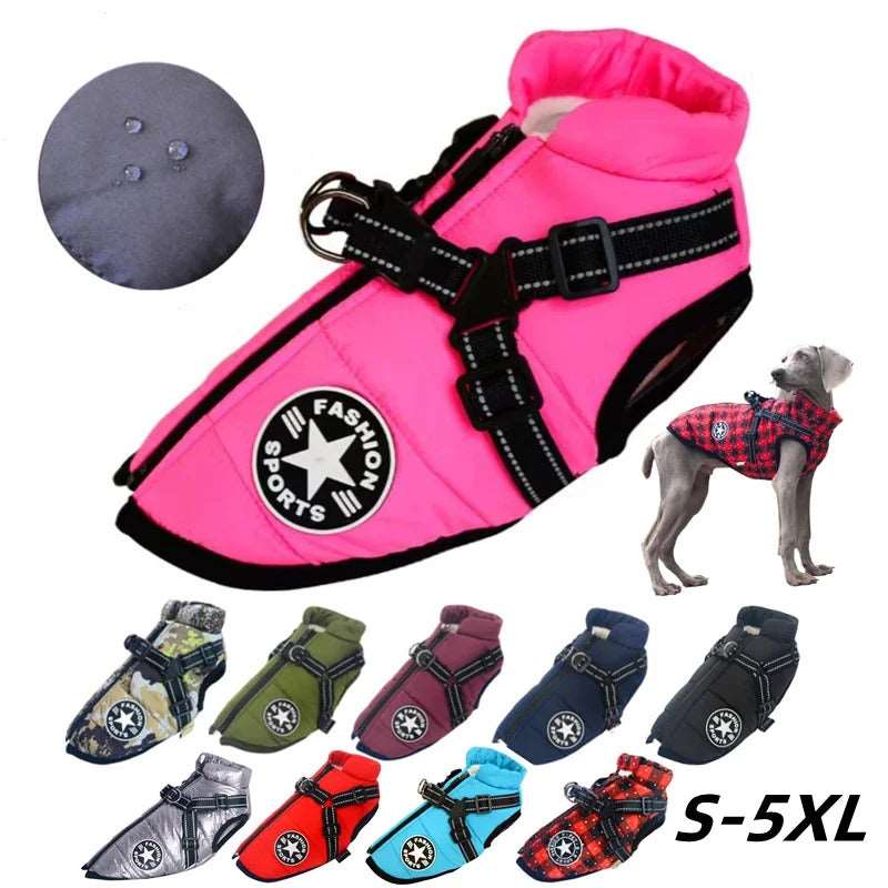 Camouflage Winter Pet Clothes For Small Large Dogs Warm Fleece Jacket Waterproof With Harness Clothing Puppy Costume TRENDYPET'S ZONE