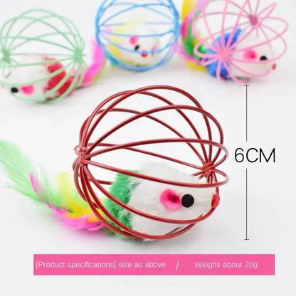 Cat Toy Stick Feather Wand With Bell Mouse Cage Toys Plastic 1Pc Random - Trendypet's Zone