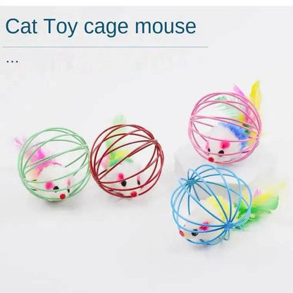 Cat Toy Stick Feather Wand With Bell Mouse Cage Toys Plastic 1Pc Random - Trendypet's Zone