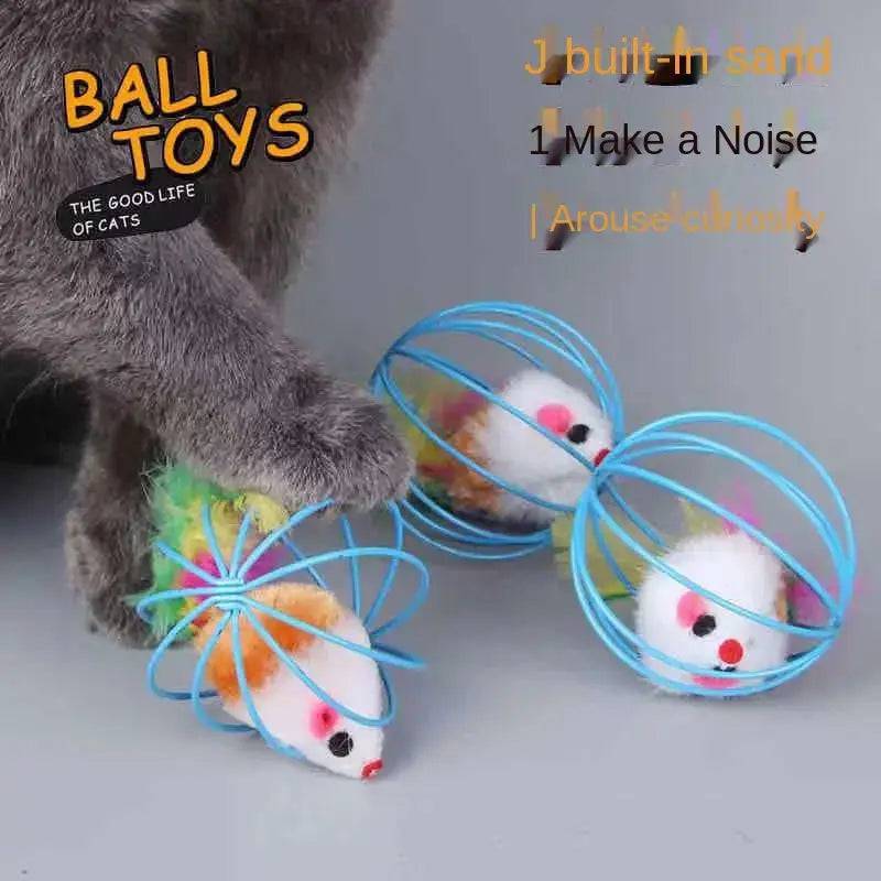 Cat Toy Stick Feather Wand With Bell Mouse Cage Toys Plastic 1Pc Random - Trendypet's Zone