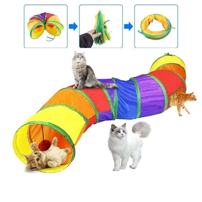 Cat Tunnel for Indoor Toys for Kittens Rainbow Interactive Foldable Crinkle Toy TRENDYPET'S ZONE