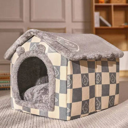 Checkered Pattern Foldable House Kennel Bed Mat Basket Cave Sofa TRENDYPET'S ZONE