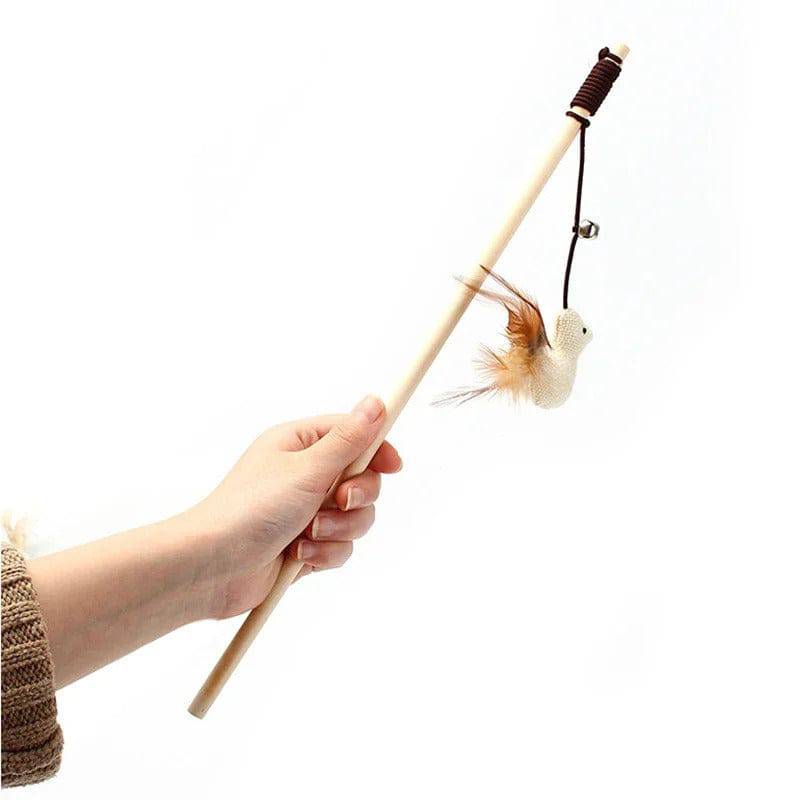 Chick Cat Teaser Feather Toys Kitten Funny Rod Wand Toys Wood Pet Toys Interactive Stick TRENDYPET'S ZONE