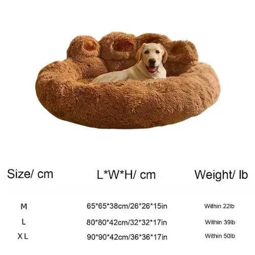 Chocolate Dog Bed Mat Round Large Pet House Long Plush Deep Sleeping Warm Bear Paw Shape Super Soft Cushion Calm Beds High Quality TRENDYPET'S ZONE