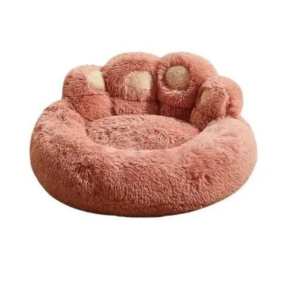 Chocolate Dog Bed Mat Round Large Pet House Long Plush Deep Sleeping Warm Bear Paw Shape Super Soft Cushion Calm Beds High Quality TRENDYPET'S ZONE