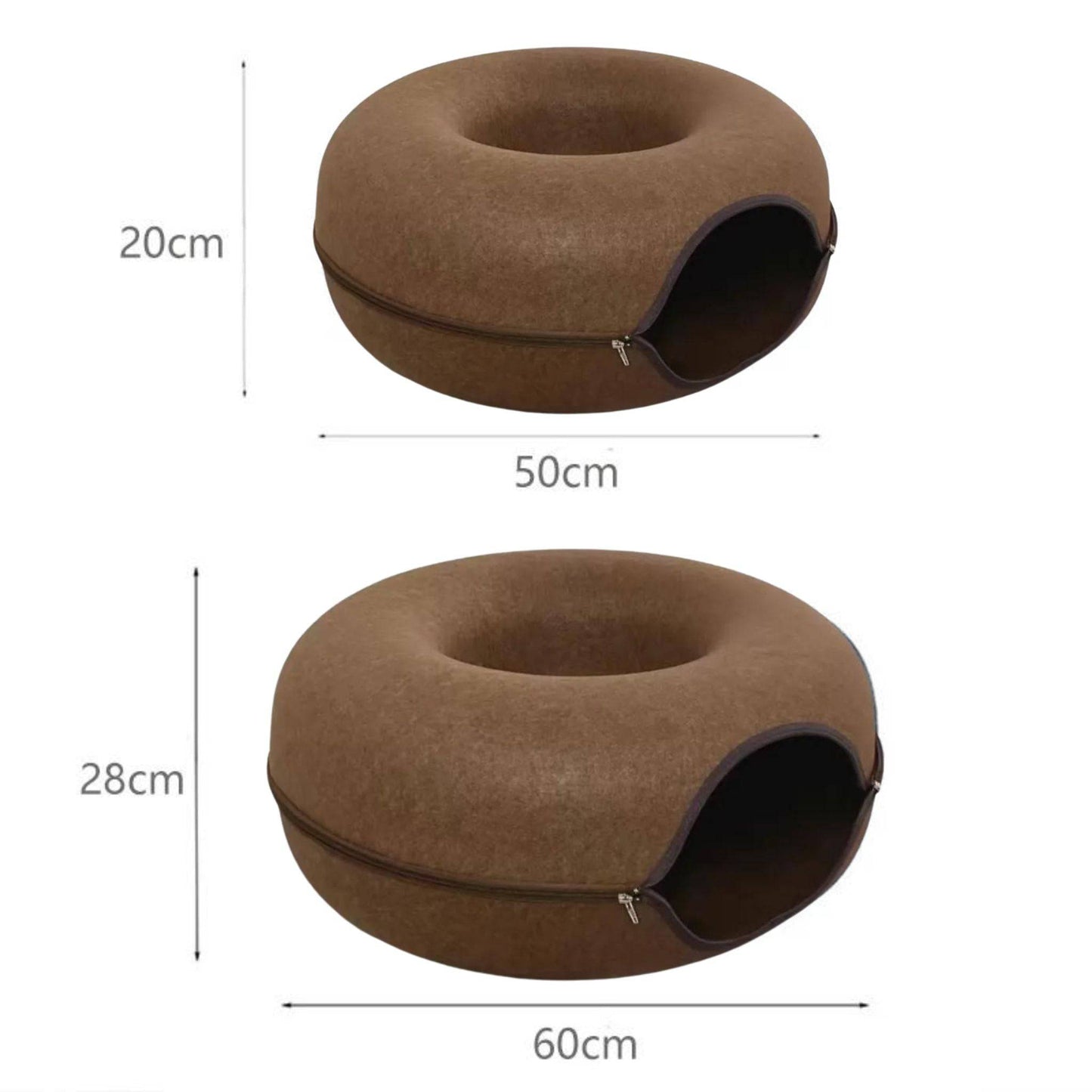 Coffee Donut Cat Bed for 2 Pets Tunnel Kitten House Basket Interactive Natural Felt Cave Nest TRENDYPET'S ZONE